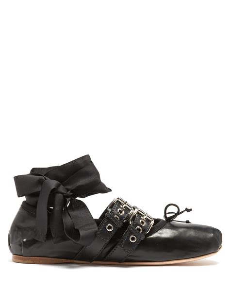 miu mu|miu miu buckle flats.